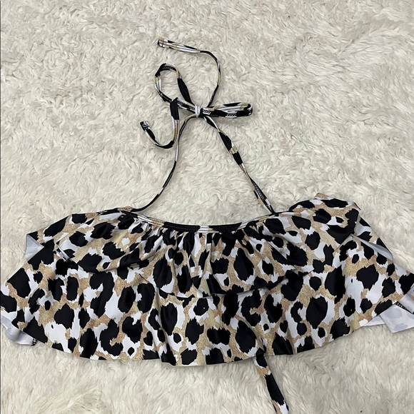 Leopard Print Ruffle Bikini Top - Picture 1 of 4